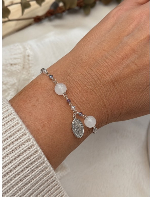 PULSERA BAÑADA EN PLATA DIJE RELIGIOSO
