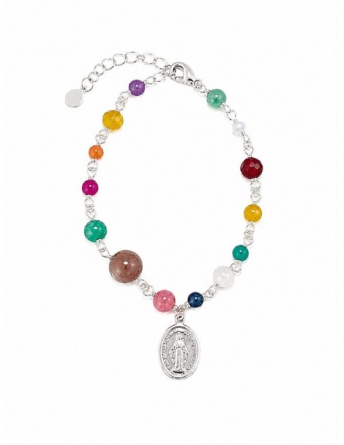 PULSERA BAÑADA EN PLATA DIJE RELIGIOSO