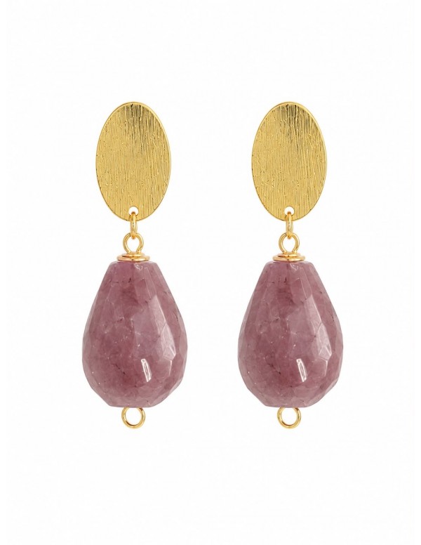 AROS BAÑADOS EN ORO PIEDRA MORADA