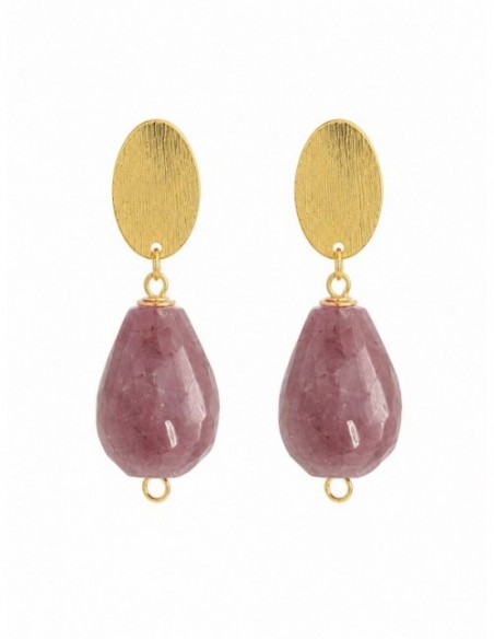 AROS BAÑADOS EN ORO PIEDRA MORADA