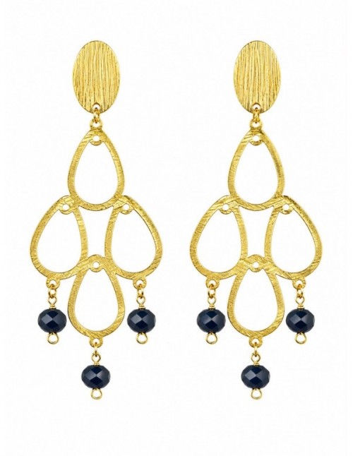 AROS BAÑADOS EN ORO CRISTAL AZUL
