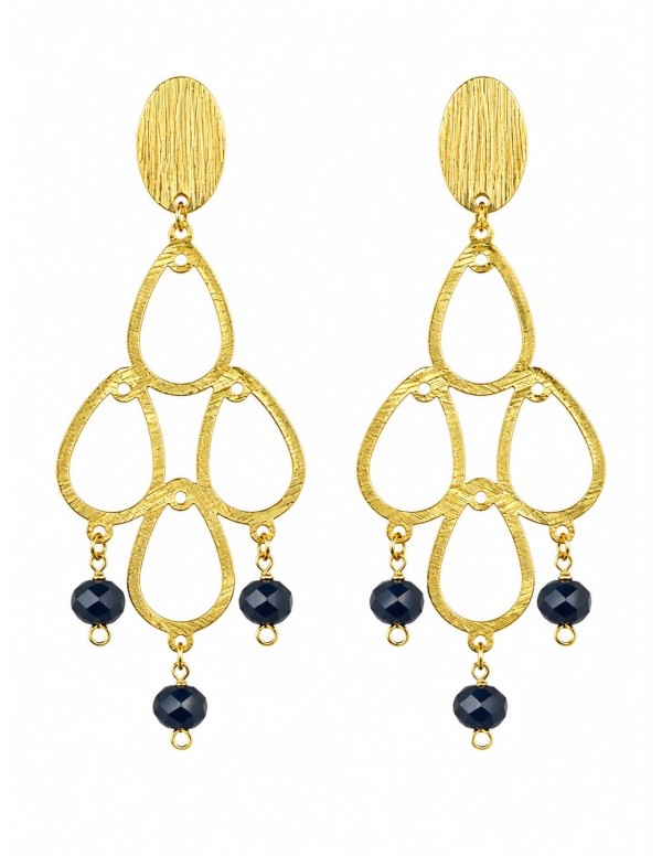 AROS BAÑADOS EN ORO CRISTAL AZUL