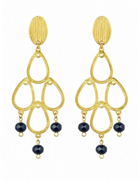 AROS BAÑADOS EN ORO CRISTAL AZUL