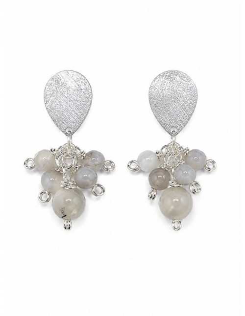 AROS BAÑADOS EN PLATA PIEDRA GRIS