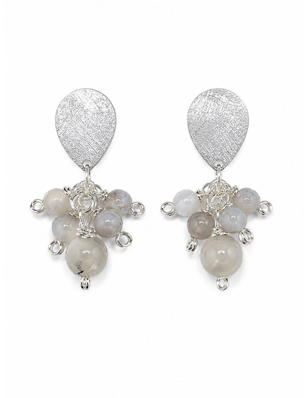 AROS BAÑADOS EN PLATA PIEDRA GRIS