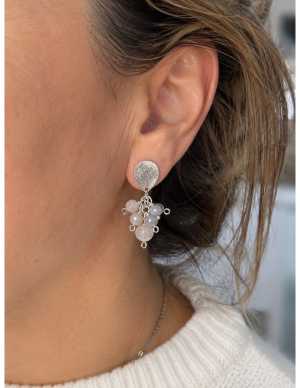 AROS BAÑADOS EN PLATA PIEDRA GRIS