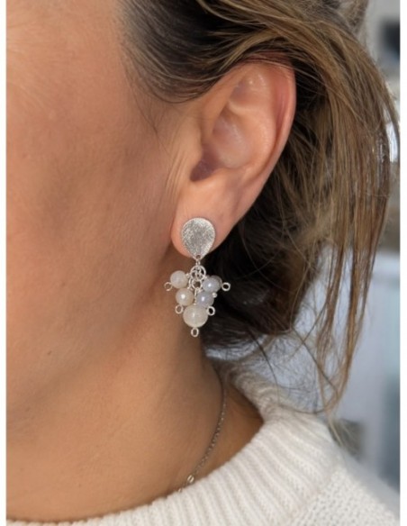 AROS BAÑADOS EN PLATA PIEDRA GRIS