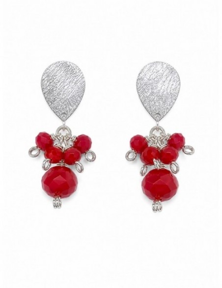 AROS BAÑADOS EN PLATA CRISTALES ROJOS
