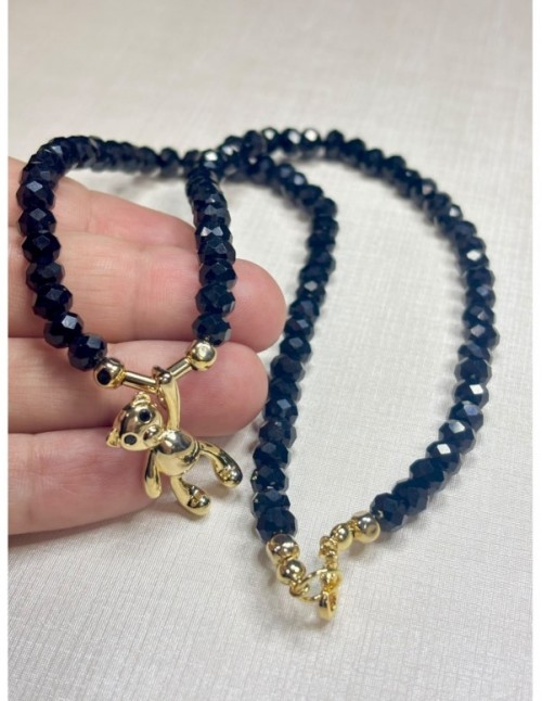 COLLAR BAÑADO EN ORO PIEDRAS AZULES (50cms)