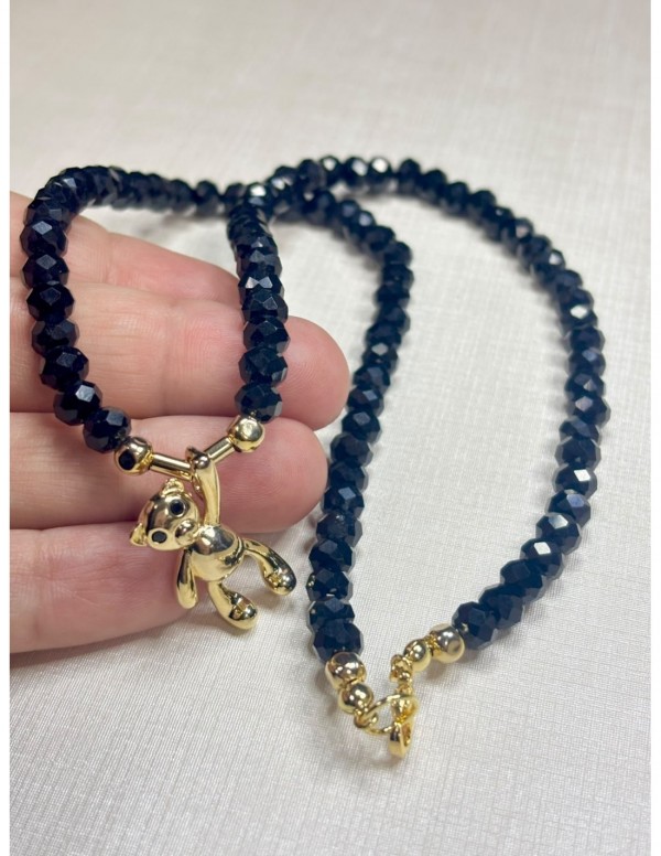 COLLAR BAÑADO EN ORO PIEDRAS AZULES (50cms)