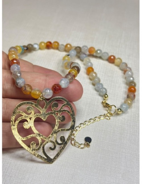 COLLAR BAÑADO EN ORO PIEDRAS (42+5 cms)
