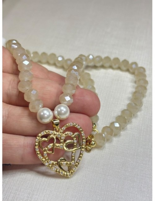 COLLAR BAÑADO EN ORO PIEDRAS (42 cms)