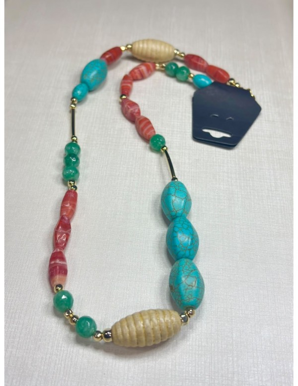 COLLAR BAÑADO EN ORO PIEDRAS (54 cms)
