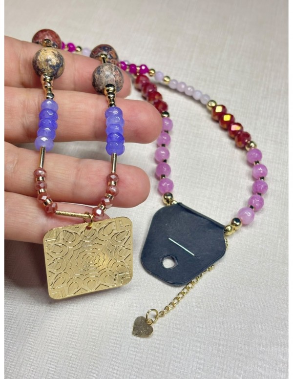 COLLAR BAÑADO EN ORO PIEDRAS