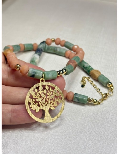 COLLAR BAÑADO EN ORO PIEDRAS