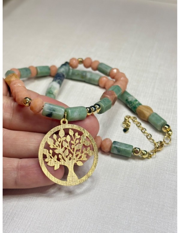 COLLAR BAÑADO EN ORO PIEDRAS (50+5 cms)