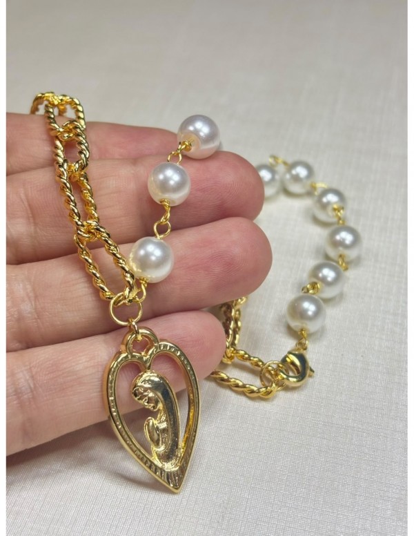 COLLAR BAÑADO EN ORO PIEDRAS BLANCAS (50 cms)