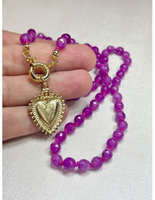 COLLAR BAÑADO EN ORO PIEDRAS MORADAS