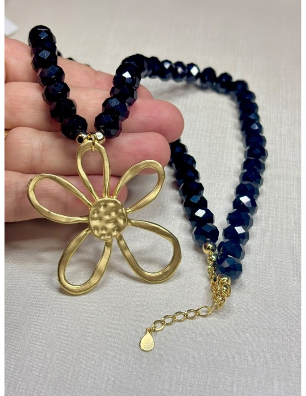 COLLAR BAÑADO EN ORO PIEDRAS AZULES