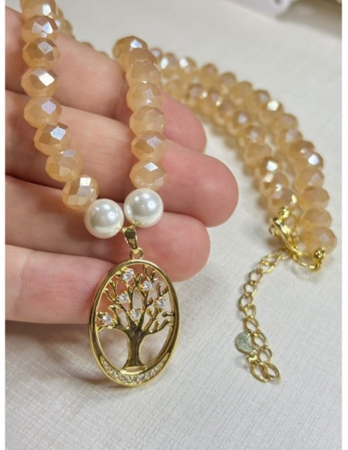 COLLAR BAÑADO EN ORO PIEDRAS DORADAS