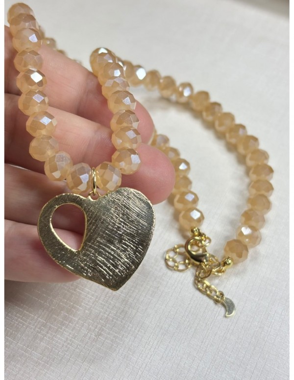 COLLAR BAÑADO EN ORO PIEDRAS DORADAS (40+5 cms)