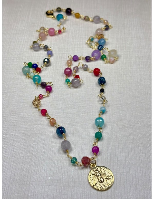 COLLAR BAÑADO EN ORO PIEDRAS