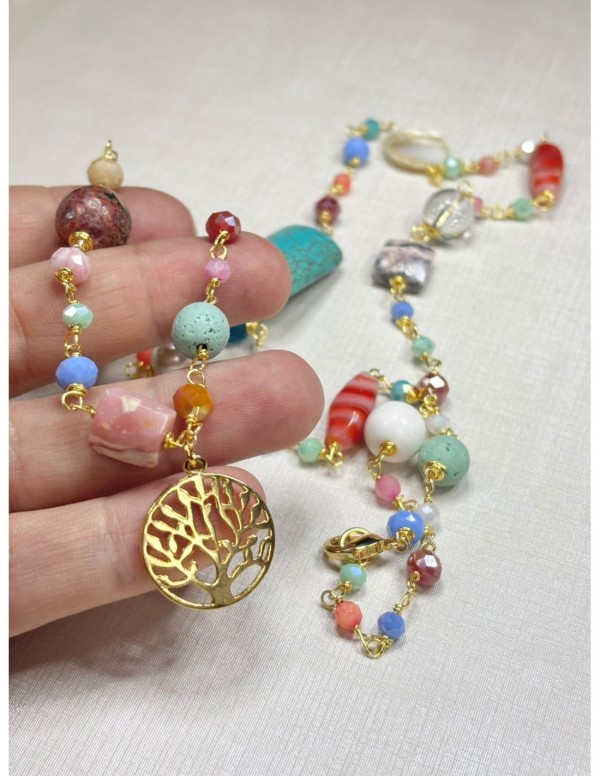 COLLAR BAÑADO EN ORO  ARBOL DE LA VIDA (72 cms)