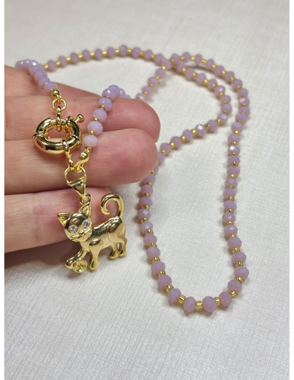 COLLAR BAÑADO EN ORO GATO