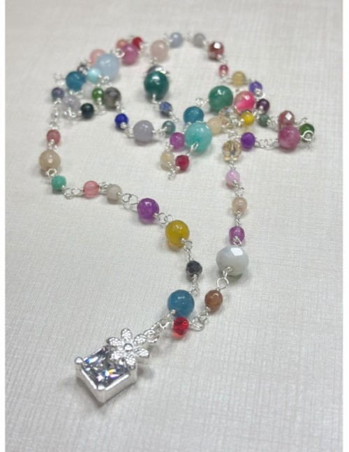 COLLAR BAÑADO EN PLATA PIEDRAS