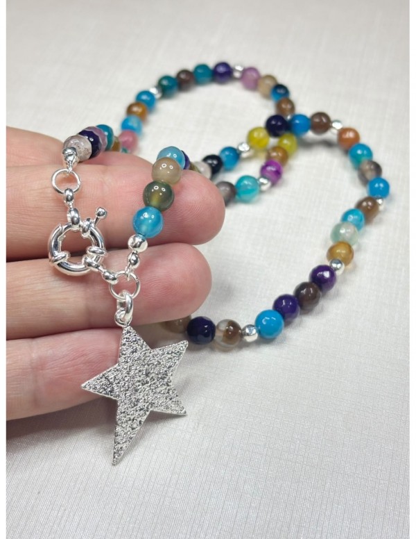 COLLAR BAÑADO EN PLATA ESTRELLA (46 cms)