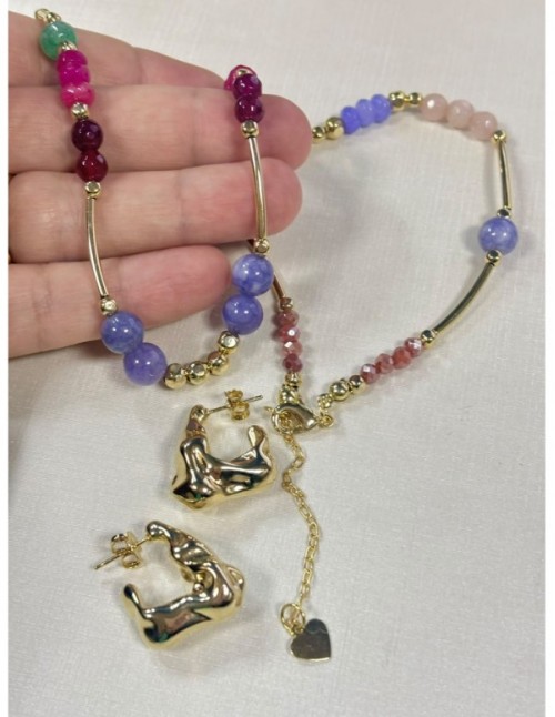 COLLAR BAÑADO EN ORO Y AROS