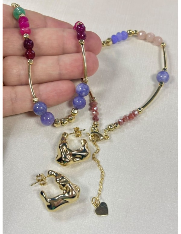 COLLAR BAÑADO EN ORO Y AROS