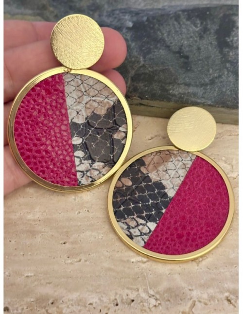 AROS BAÑADOS EN ORO CUERO ROSADO