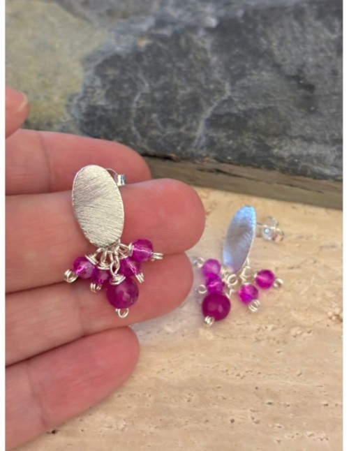 AROS BAÑADOS EN PLATA PIEDRAS MORADAS