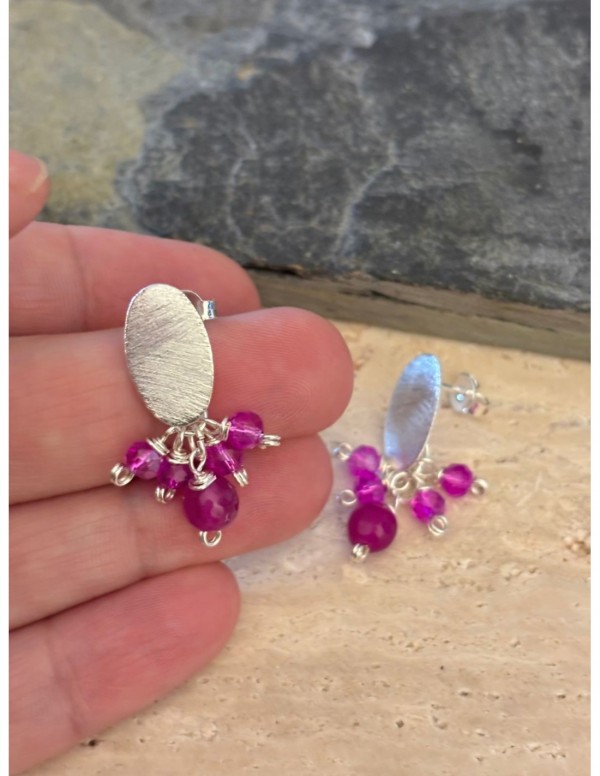 AROS BAÑADOS EN PLATA PIEDRAS MORADAS
