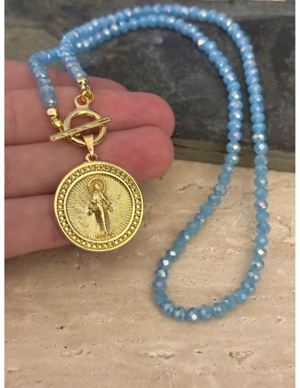 COLLAR BAÑADO EN ORO DIJE RELIGIOSO