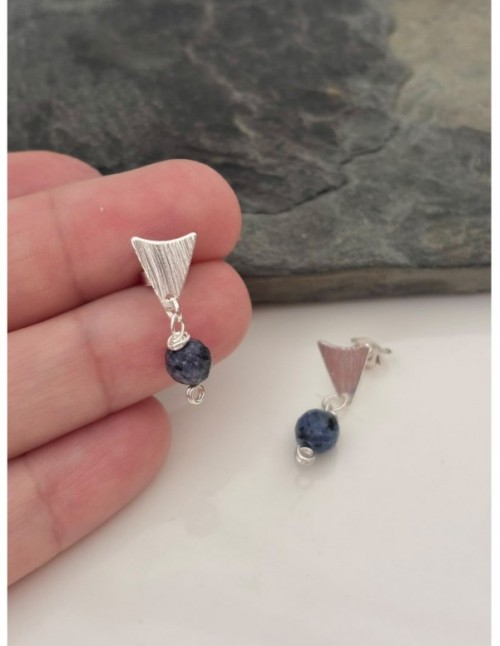 AROS BAÑADOS EN PLATA PIEDRA AZUL
