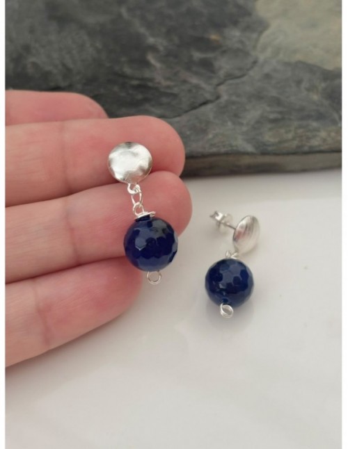 AROS BAÑADOS EN PLATA PIEDRA AZUL