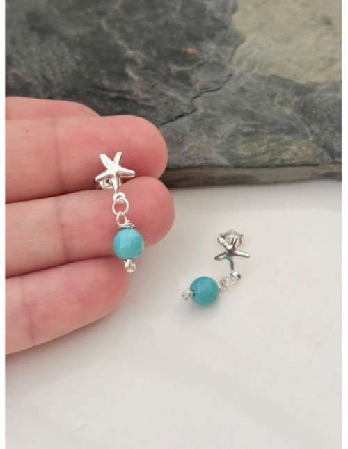 AROS BAÑADOS EN PLATA PIEDRA CELESTE