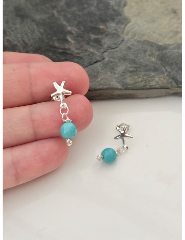 AROS BAÑADOS EN PLATA PIEDRA CELESTE