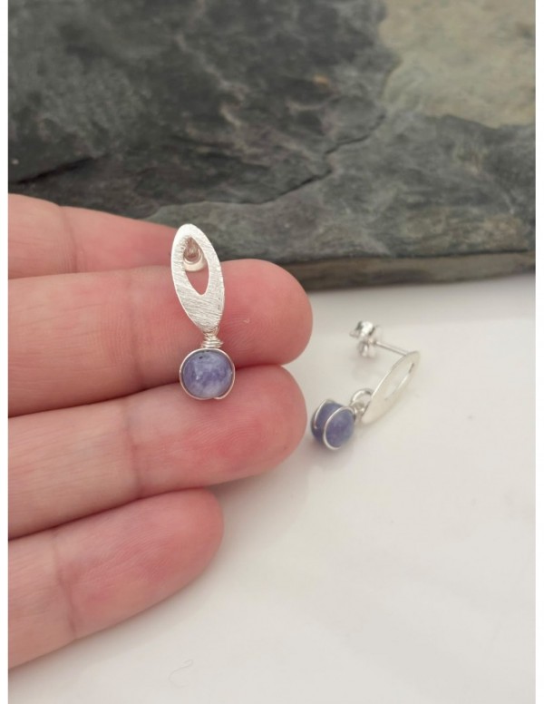 AROS BAÑADOS EN PLATA PIEDRA AZUL