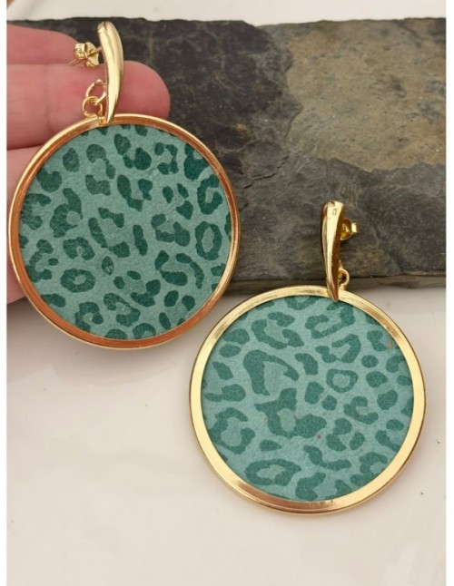 AROS BAÑADOS EN ORO CUERO VERDE
