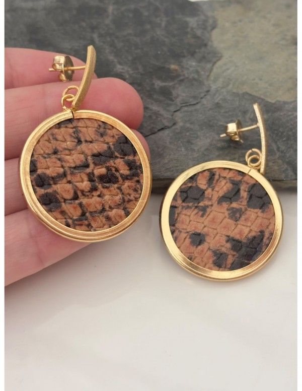AROS BAÑADOS EN ORO CUERO CAFÉ