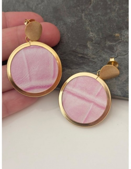 AROS BAÑADOS EN ORO CUERO ROSADO