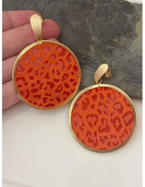 AROS BAÑADOS EN ORO CUERO NARANJO