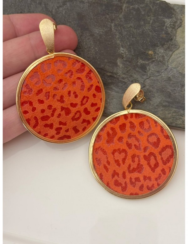 AROS BAÑADOS EN ORO CUERO NARANJO