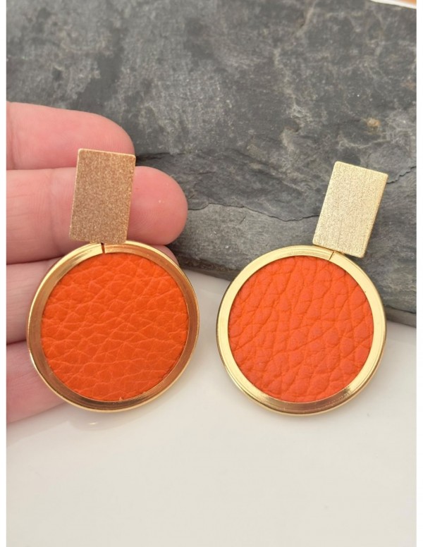 AROS BAÑADOS EN ORO CUERO NARANJO