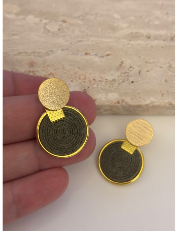 AROS BAÑADOS EN ORO GAMUZA VERDE