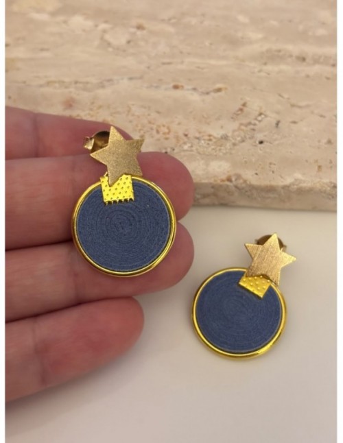 AROS BAÑADOS EN ORO GAMUZA AZUL