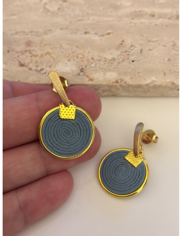 AROS BAÑADOS EN ORO GAMUZA CELESTE